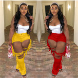 Denim Tassel Ripped Hole Jeans LSL-6410
