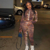 Colorful Printed Long Sleeve Two Piece Pants Set TE-4178
