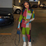 Colorful Printed Long Sleeve Two Piece Pants Set TE-4178