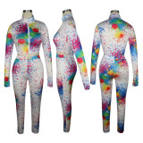 Colorful Printed Long Sleeve Two Piece Pants Set TE-4178