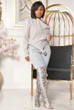 Solid Long Sleeve Irregular Patchwork Belt Tops BLX-7550