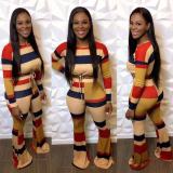 Casual Striped Long Sleeve Flared Pants 2 Piece Sets OD-68319 