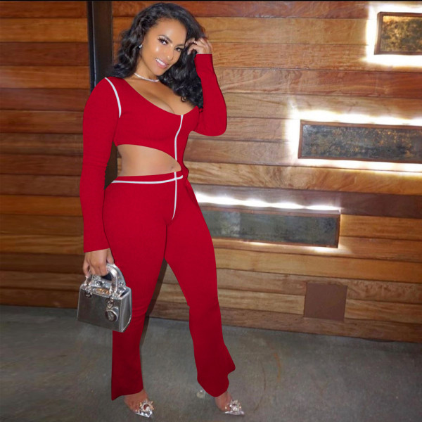 Casual Irregular Top And Pants Two Piece Sets TE-4183
