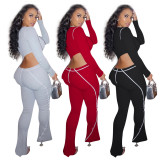Casual Irregular Top And Pants Two Piece Sets TE-4183