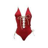 Sexy Lace Up Hollow Out One Piece Swimsuits BN-9079
