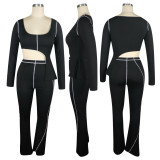 Casual Irregular Top And Pants Two Piece Sets TE-4183