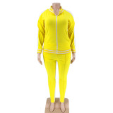 Plus Size Casual Tracksuit Zipper Two Piece Sets OSIF-20999