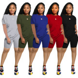 Solid T Shirt And Shorts Two Piece Sets SMR-9683_1