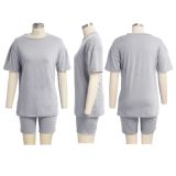 Solid T Shirt And Shorts Two Piece Sets SMR-9683_1