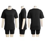 Solid T Shirt And Shorts Two Piece Sets SMR-9683_1