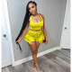 Solid Tank Top Ruffled Shorts Two Piece Sets ASL-6353