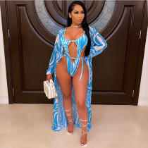 Sexy Fashion Printed Swimsuit Cloak 2 Piece set OLYF-6034