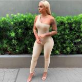 Solid One Shoulder Sleeveless Skinny Jumpsuits FSL-130