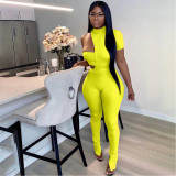 Solid Tube Top+Asymmetry Bodysuit+Pants 3 Piece Sets ASL-6337