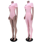 Solid Tube Top+Asymmetry Bodysuit+Pants 3 Piece Sets ASL-6337