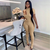 Solid Tube Top+Asymmetry Bodysuit+Pants 3 Piece Sets ASL-6337
