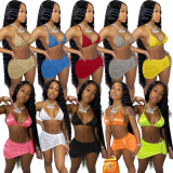 Fashion Sexy Spring And Summer Bikini Halterneck Swimwear Three Piece Set AL-200