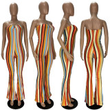 Sexy Printed Off Shoulder Flared Jumpsuit XYF-9086