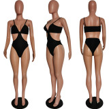 Sexy Solid Hollow Out One-Piece Swimsuit HMS-5445