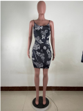 Fashion Printed Sexy Sling Mini Dress LUO-3158