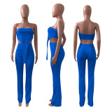 Solid Tube Top And Pant Two Piece Suits NIK-237