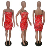 Sexy Printed Spaghetti Strap Slim Mini Dress LSD-9134