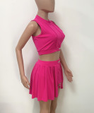 Sexy Sleeveless Pleated Culottes Two Piece Sets LSD-9140