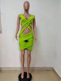 Plus Size Sexy V Neck Sleeveless Hollow Bandage Dress LSD-9098