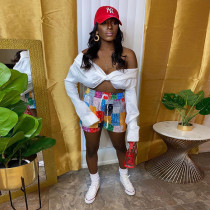 Sexy Off Shoulder Long Sleeve Crop Top WMEF-2040