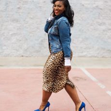 Leopard Print Split Midi Skirt OLYF-6052