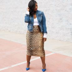 Leopard Print Split Midi Skirt OLYF-6052