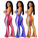 Sexy Printed Off Shoulder Flared Jumpsuit XYF-9086