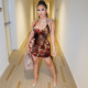 Sexy Snake Skin Print Lace Up Backless Club Dress FENF-129