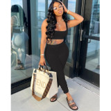 Sexy Solid Backless Sleeveless 2 Piece Pant Sets JPF-1037