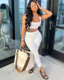 Sexy Solid Backless Sleeveless 2 Piece Pant Sets JPF-1037