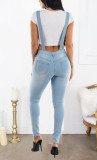 Denim Ripped Hole Strap Jeans Jumpsuit LX-5520