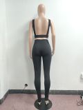 Sexy Solid Backless Sleeveless 2 Piece Pant Sets JPF-1037