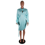 Long Sleeve Casual Shirt Dress MK-3031