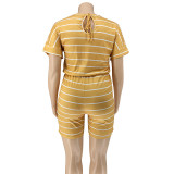 Plus Size Fashion Stripe Print Rompers OSIF-20769