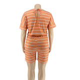 Plus Size Fashion Stripe Print Rompers OSIF-20769
