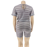 Plus Size Fashion Stripe Print Rompers OSIF-20769