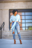 Casual Loose Solid High Split Shirt Dress OLYF-6062