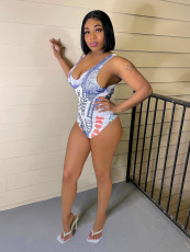 Dallar Print Sleeveless One Piece Swimsuit QSF-5098