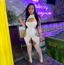 Sexy Solid Sleeveless Hollow Out Romper YIBF-6082