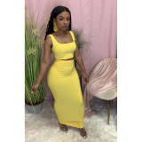 Solid Tank Top And Long Skirt 2 Piece Sets SFY-MM011