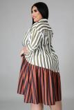 Plus Size Striped Patchwork Shirt Dress Without Belt BMF-PP058