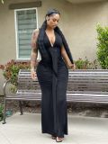 Sexy Sleeveless V Neck Ruched Long Evening Dress OMY-0029