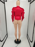 Sexy Ruffled Long Sleeve Blouse Tops YIM-8077