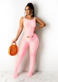 Sexy Knitted Beach Hollow Out Sleeveless Jumpsuit TR-1157