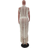 Sexy Knitted Hollow Out Beach Seaside Long Cloak Coat TR-1158